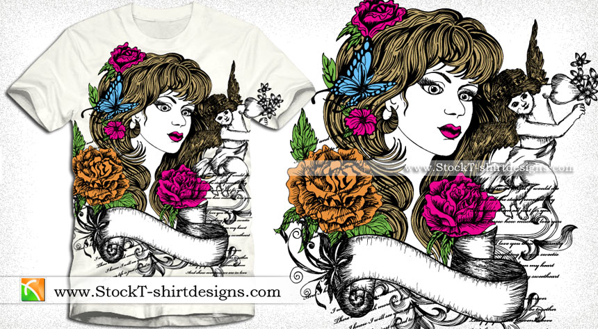 Flower And Bow. T-shirt Design. Fashion For Girls. Vector. Royalty Free  SVG, Cliparts, Vectors, and Stock Illustration. Image 41132482.