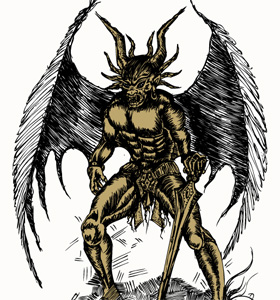 Vector Tee Graphics Design with Winged Demon