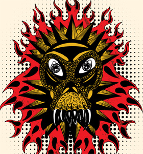 Demon Fire Flame Vector T-shirt Design Illustration