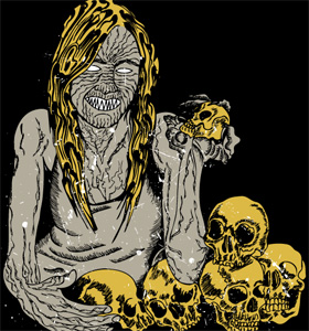 Evil Demon Woman with Skull Vector T-shirt Design