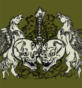 Vector Skull with Winged Horse Tee Graphic Design