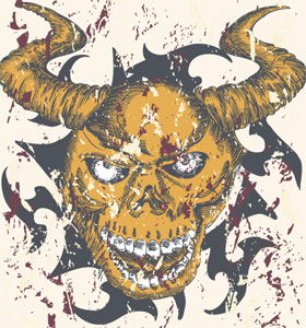 Vector Apparel T-shirt Design with Devil Skull