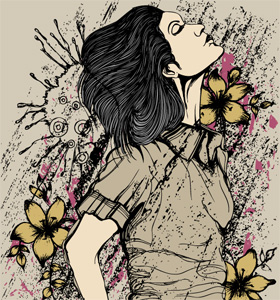 Beautiful Woman with Flower Vector T-shirt Design