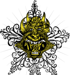 Vector T-shirt Design with Demon Face