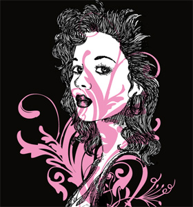 Vector T-shirt Design with Beautiful Girl