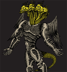 Vector T-shirt Design with Demon Dragon