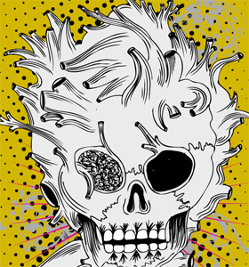 vector Skull with Floral Vintage T-shirt Design