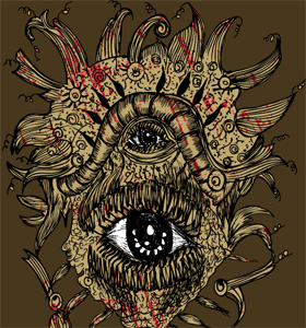 Vector T-shirt Design with Horror Eyes