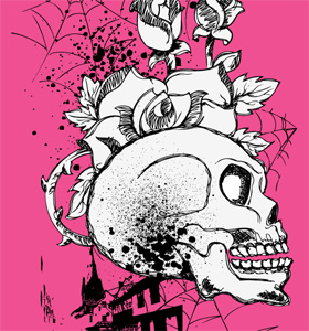 Skull with Flower Vector T-shirt Design