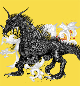 Dragon T-shirt Design with Floral Illustration