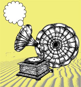 Vintage Gramophone Vector Tee Graphics Design