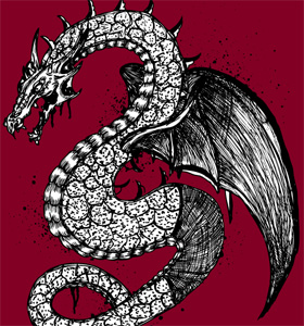 Vector T-shirt Illustration with Flying Dragon