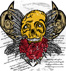 Vector T-shirt Design with Valentines Skull