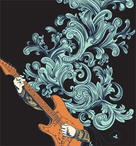 Hands Playing Guitar Vector T-shirt Graphic Design