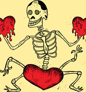 Dancing Skeleton with Heart T-Shirt Design Vector Art