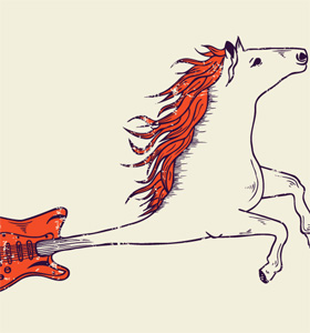 Flying Horse Guitar Vector T-shirt Design